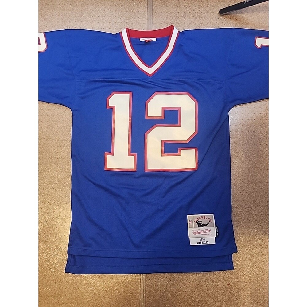 Men's Jim Kelly 1990 Mitchell & Ness Buffalo Bills Throwback Jersey Size 36 (S)